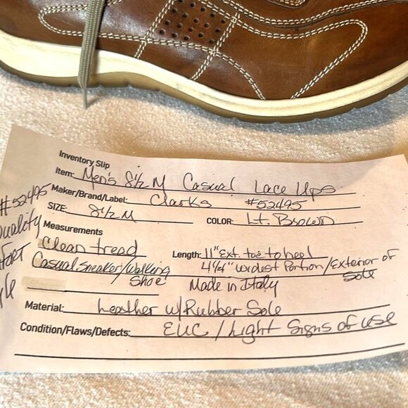 Clarks Men's Size 8.5 M Leather Lace Up Casual Walking Shoe Comfort Style - Picture 2 of 10